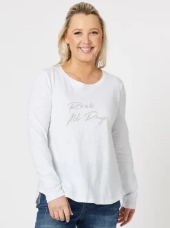 Rose All Day Long Sleeve Top - White