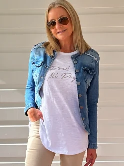 Rose All Day Long Sleeve Top - White