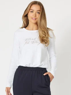 Rose All Day Long Sleeve Top - White