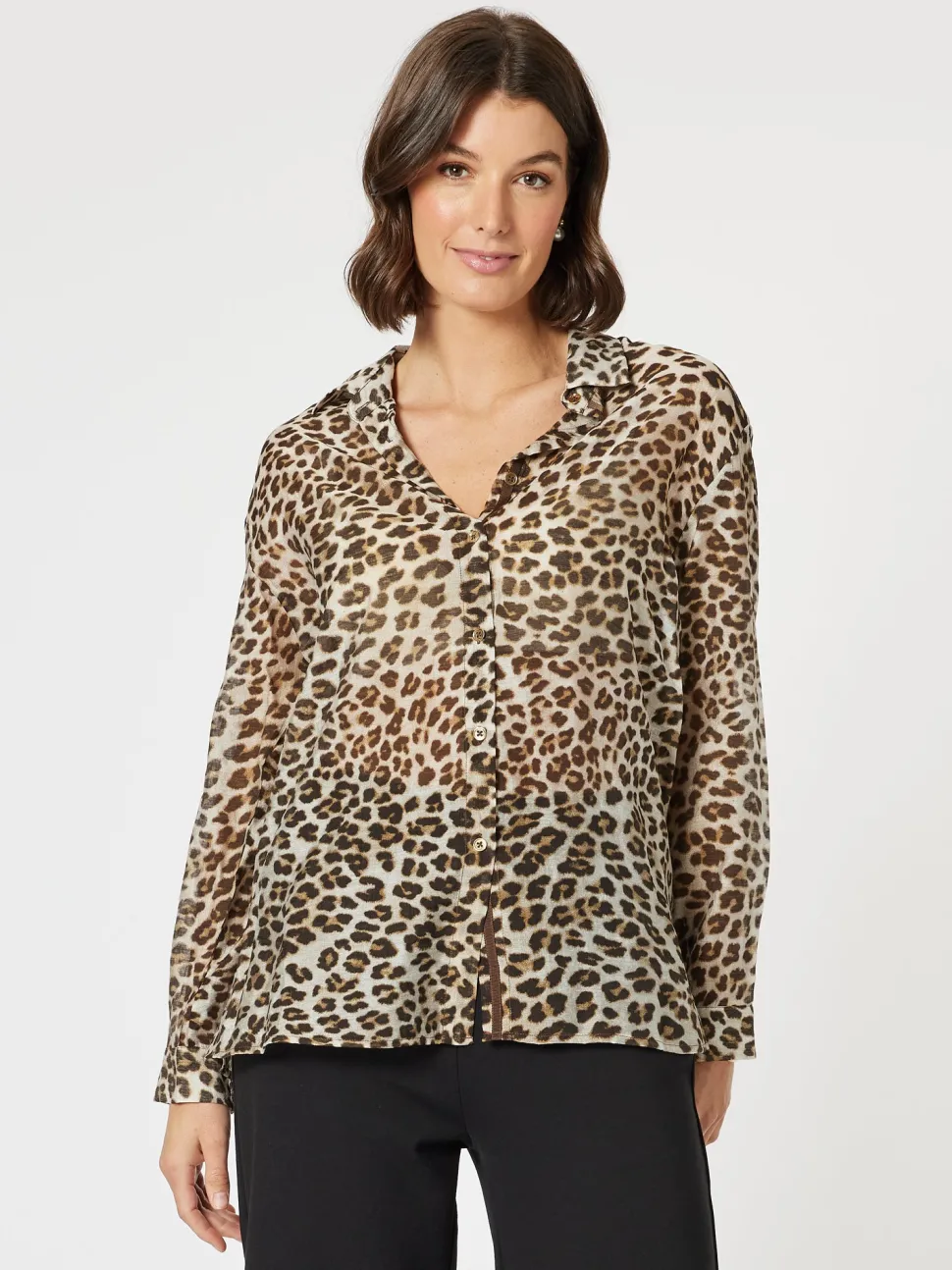Safari Print Sheer Shirt - Animal