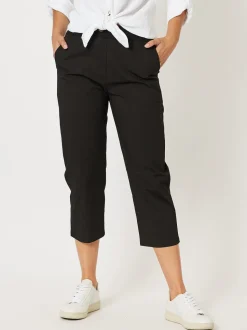 Santorini Cotton Capri Pant - Black