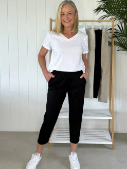 Santorini Cotton Capri Pant - Black