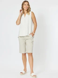 Santorini Cotton Pull On Shorts - Stone