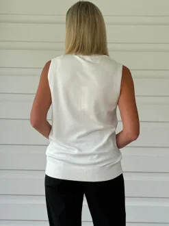 Shelly Sleeveless Knit Top - White