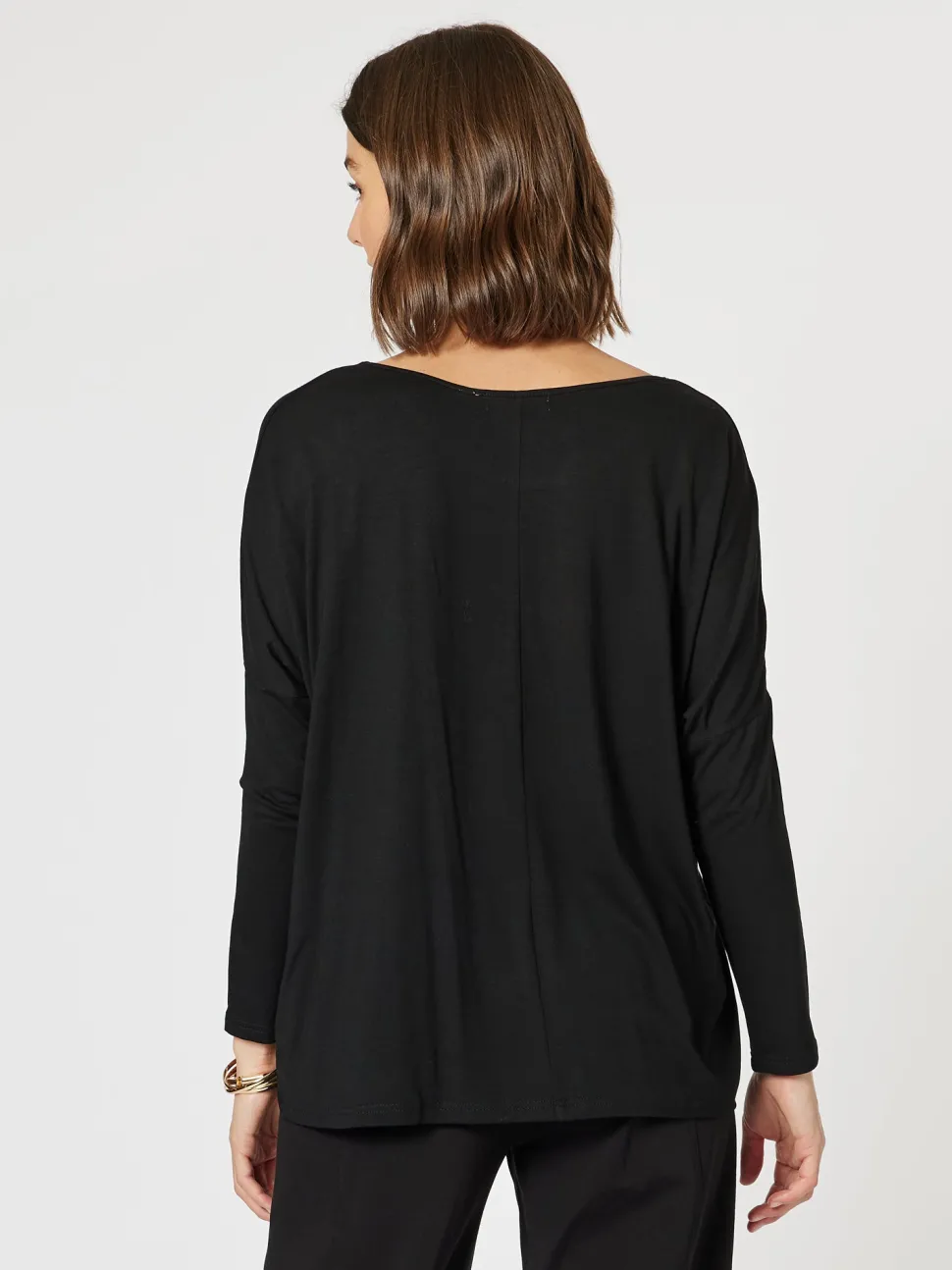 Side Twist Long Sleeve Tee - Black