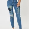 Sofia Patch Slim Leg Jean - Denim