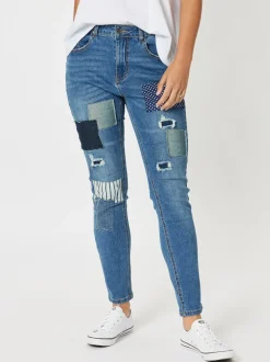 Sofia Patch Slim Leg Jean - Denim