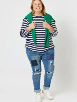 Sofia Patch Slim Leg Jean - Denim