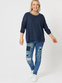 Sofia Patch Slim Leg Jean - Denim