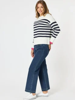Tempo Stripe Knit Top - Navy/White