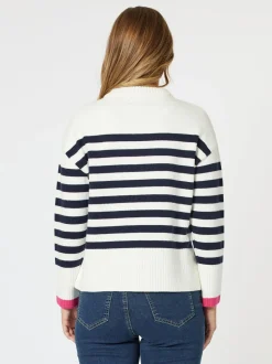 Tempo Stripe Knit Top - Navy/White