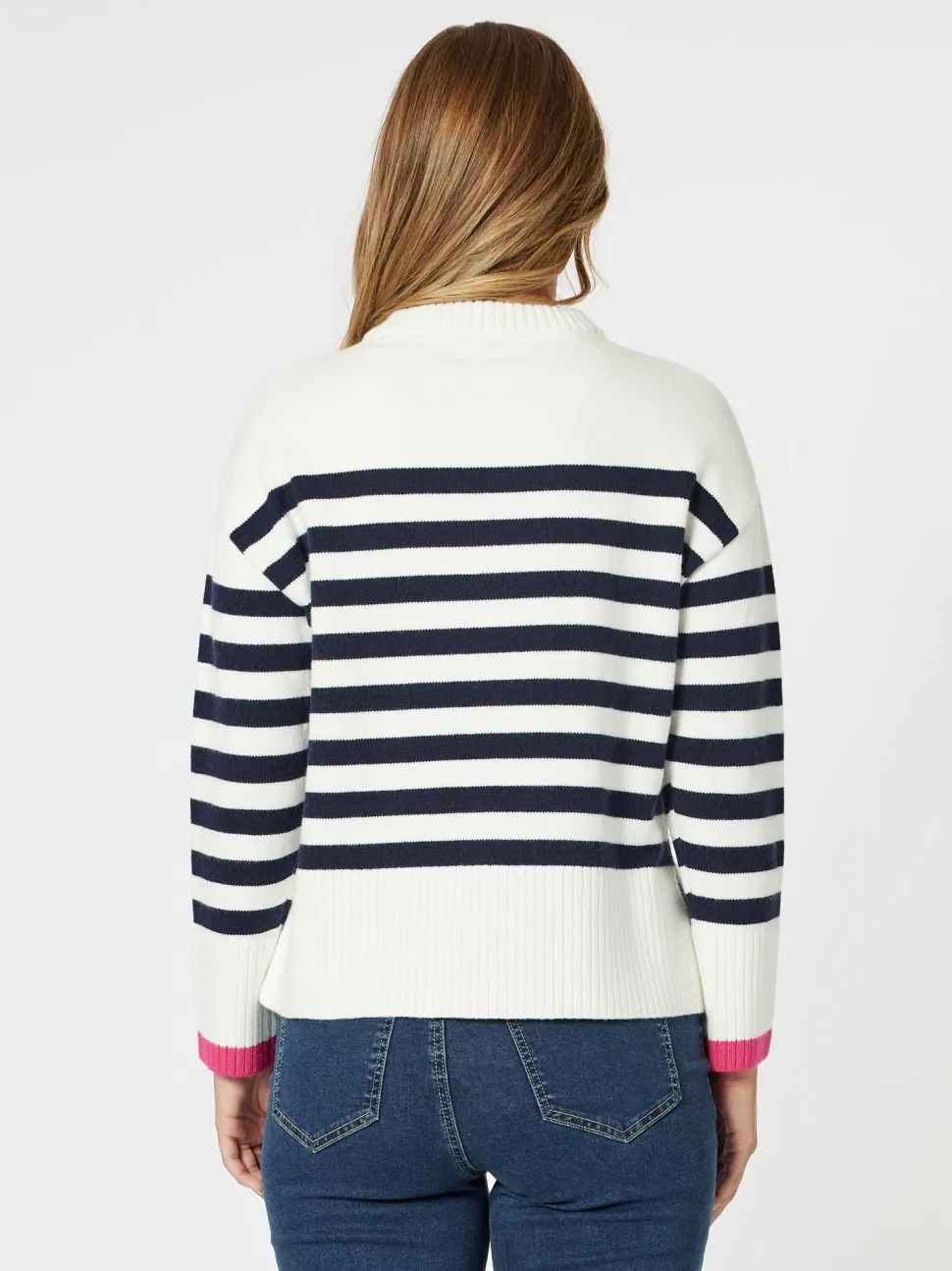 Tempo Stripe Knit Top - Navy/White
