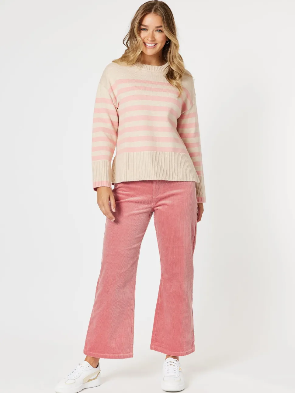 Tempo Stripe Print Knit - Blush/Natural
