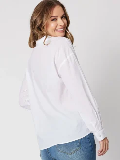 Tie Front Poplin Shirt - White