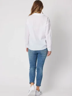 Tie Front Poplin Shirt - White