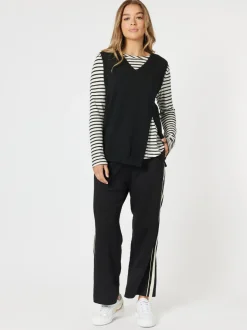 Vicky Side Split Knit Vest - Black