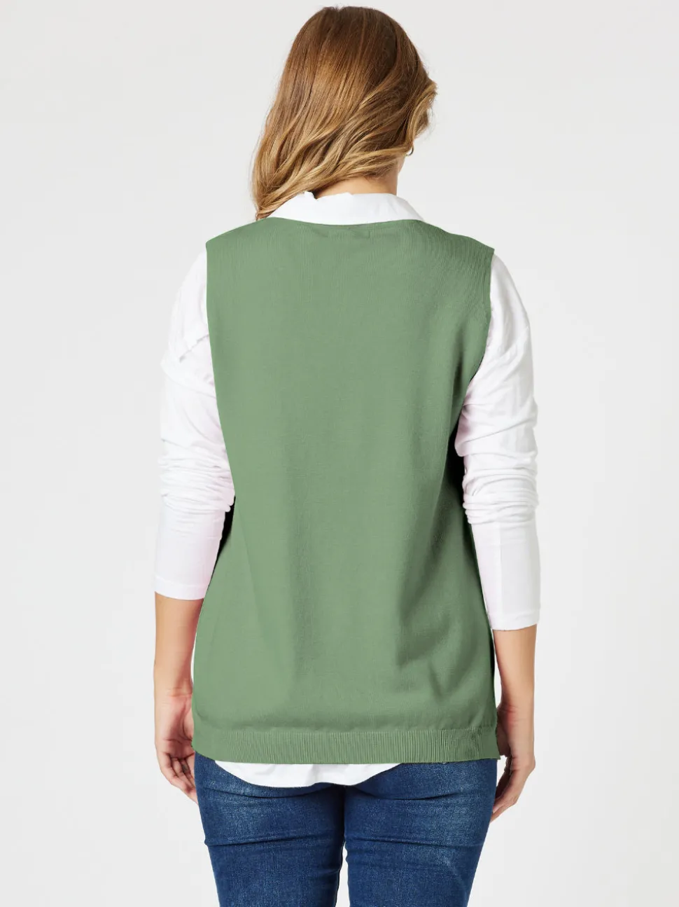 Vicky Side Split Knit Vest - Khaki
