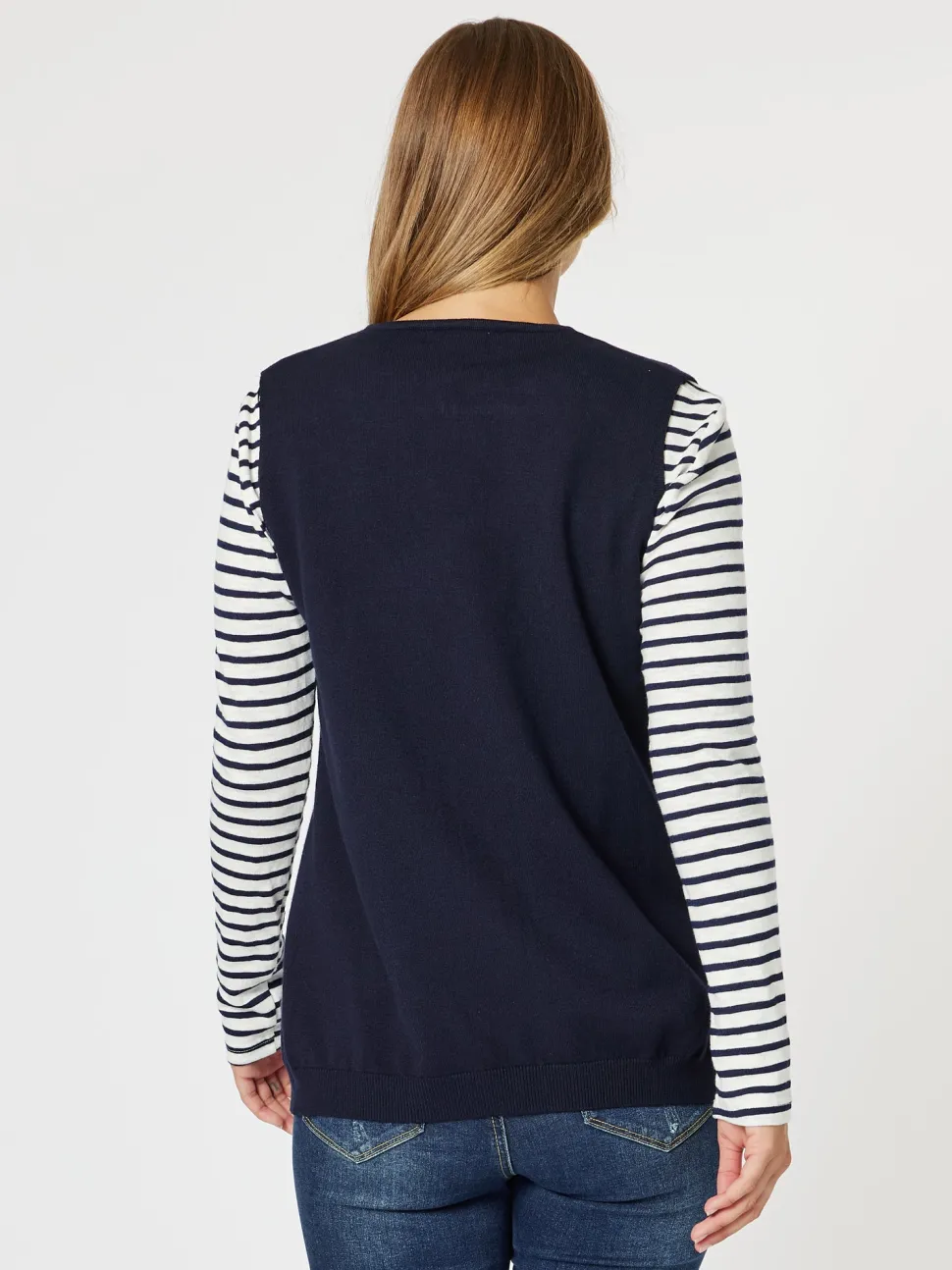 Vicky Side Split Knit Vest - Navy