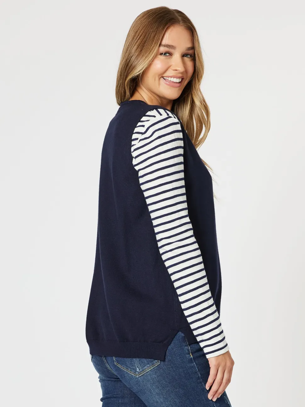 Vicky Side Split Knit Vest - Navy