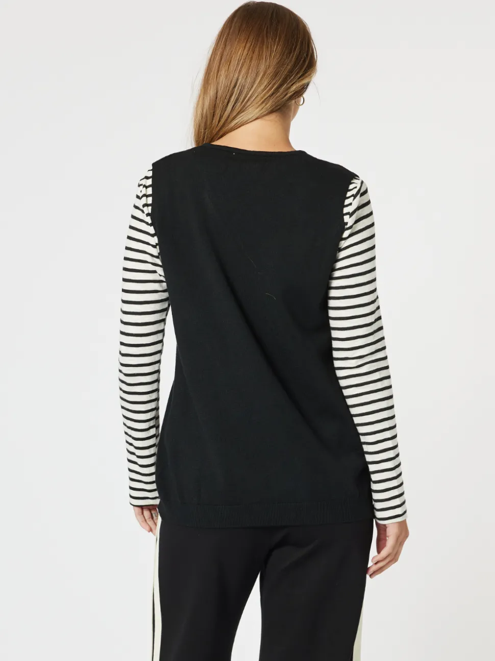 Vicky Side Split Knit Vest - Black