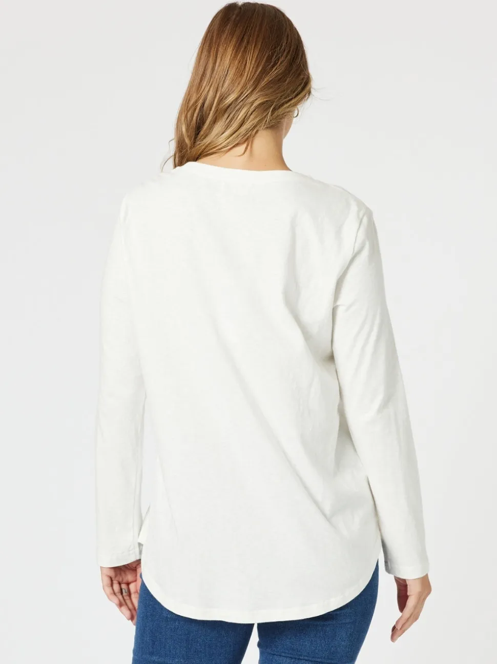 Vintage Long Sleeve Print Tee - White/Gold